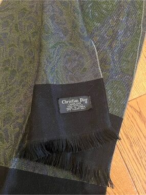 Vintage Christian Dior Green & Black Scarf